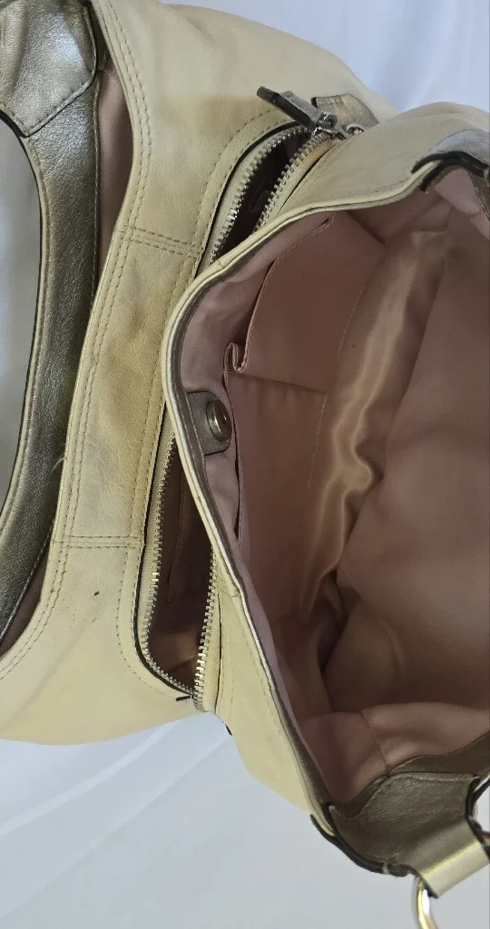 Coach Soho Lynn F19453 Cream Metallic Leather Hobo Bag Y2K